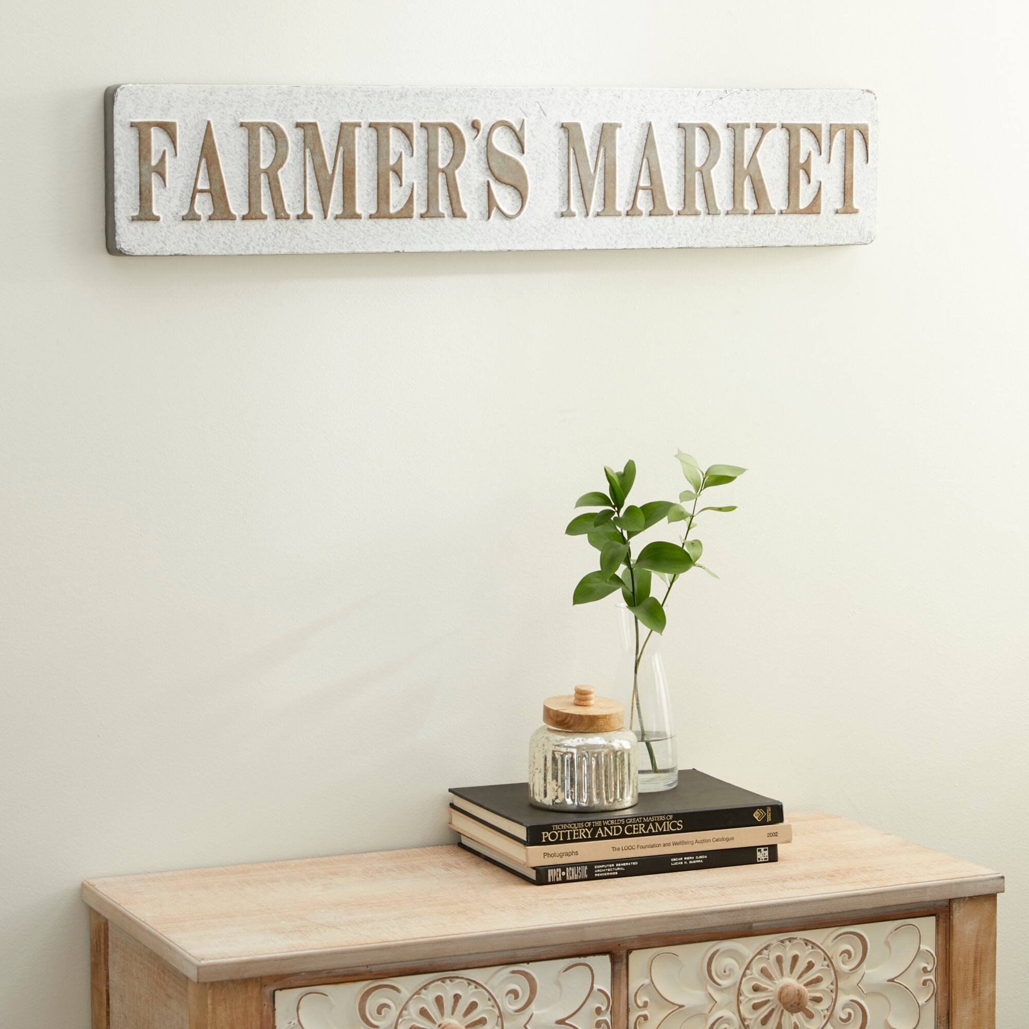 36" Beige Farmhouse Metal Wall Sign
